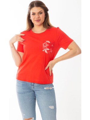 Şans Kadın Büyük Beden Siyah Peto Cepli Kısa Kollu Bluz 65N36947