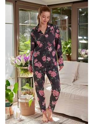 Zeyland Kadın Gömlek Yaka Düğmeli Pijama Takımı