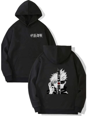 Populus Gojo Satoru Kapşonlu Siyah Sweatshirt