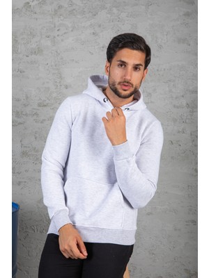 Four Man Erkek Standart Fit Içi Polarlı 3 Iplik Kapüşonlu Kanguru Cepli Pamuklu Sweatshirt