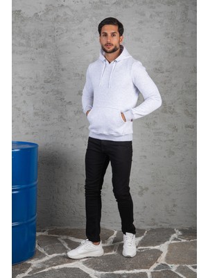 Four Man Erkek Standart Fit Içi Polarlı 3 Iplik Kapüşonlu Kanguru Cepli Pamuklu Sweatshirt