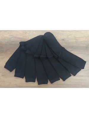 Leement Socks Çocuk Düz Soket Siyah 8 Çift Pamuklu
