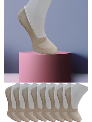 Leement Socks Dikişsiz 8 Çift Penye Görünmez Babet Çorap Slikon Kaydırmaz Bantlı