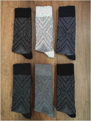 Leement Socks Erkek Kalın Lamswooll Jakar Desenli 6 Çift