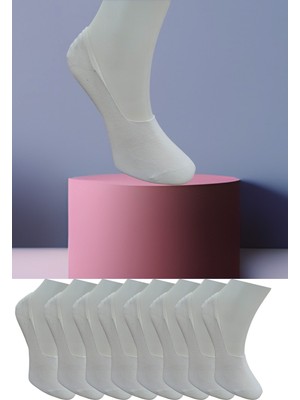 Leement Socks Dikişsiz 8 Çift Penye Görünmez Babet Çorap Slikon Kaydırmaz Bantlı