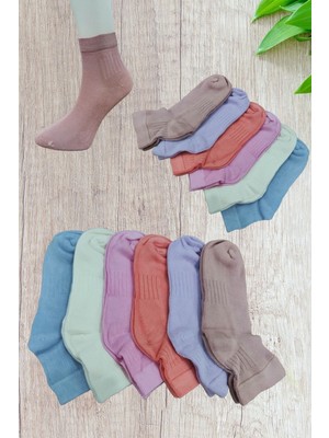 Leement Socks Kadın 12 Çift Burun Dikişsiz Bambu Orta Konç Çorap