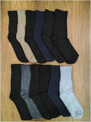 Leement Socks Erkek Bambu Lastiksiz Çorap Orta Kalın 12 Çift Dikişsiz