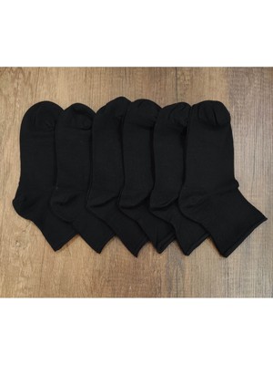 Leement Socks Kadın 6 Çift Penye Dikişsiz Orta Konç Lastiksiz Siyah Çorap