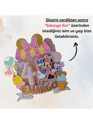 Cake Topper Minnie Mouse Daisy Temalı Kız Çocuk Doğum Günü Süsü Minnie Pasta Süsü Parti Malzemesi Cake Topper (20X21CM)