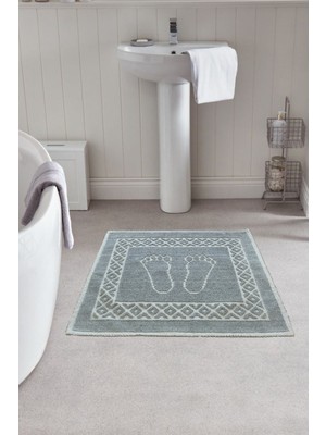 Bonny Home Soffy Doğal Pamuklu Gri & Gri Ayak Paspası Ayak Havlusu 50 x 70  cm  Banyo Paspası