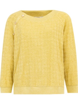 Galaxi Yuvarlak Yaka Büyük Beden Kazayağı Zeytin Kadın Bluz 2321001045