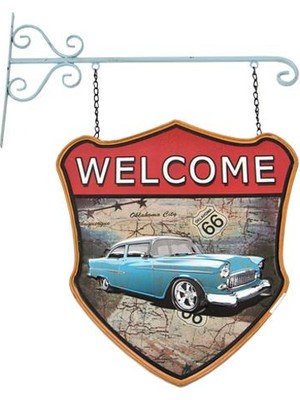 FCH Store Dekoratif Çift Yönlü Welcome&Motor Temalı Ferforje Askı