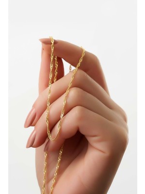 Ervanur 925 Ayar Gümüş Altın Kaplama Singapur Zincir