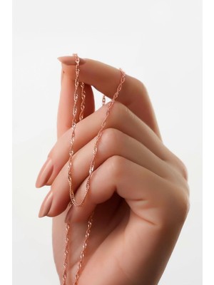 Ervanur 925 Ayar Gümüş Rose Kaplama Singapur Zincir