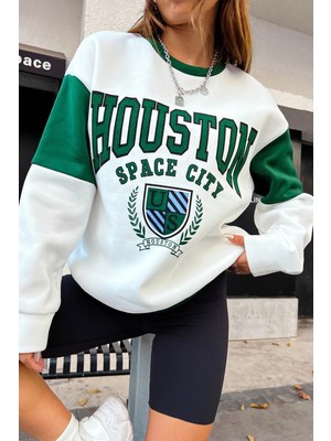 Only Trend Wear Houston Baskılı Kol Detaylı Oversize Sweatshirt