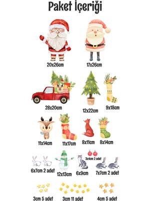 New Jargon Noel Baba Hayvanlar Süsleme Yeni Yıl Çocuk Bebek Odası Sticker Seti