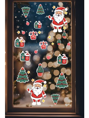 New Jargon Noel Baba Hayvanlar Süsleme Yeni Yıl Çocuk Bebek Odası Sticker Seti