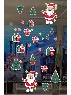 New Jargon Noel Baba Hayvanlar Süsleme Yeni Yıl Çocuk Bebek Odası Sticker Seti