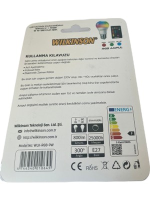 Wilkinson Renk Değiştiren LED Ampul Kumandalı