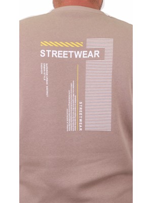 Moc Grande Mocgrande Erkek Büyük Beden Sıfır Yaka Sweat Streetwear 23206 Toprak