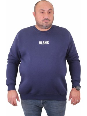 Moc Grande Mocgrande Erkek Büyük Beden Sıfır Yaka Sweat Hlsnk 23204 Indıgo