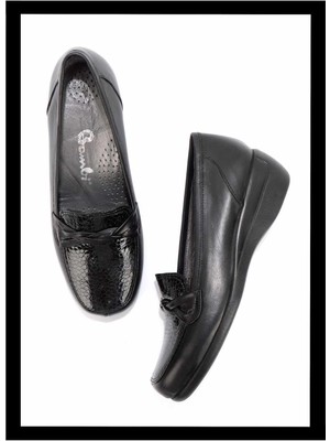 Bambi Siyah Siyah Kroko Leather Kadın Dolgu Topuklu Ayakkabı K01531123503