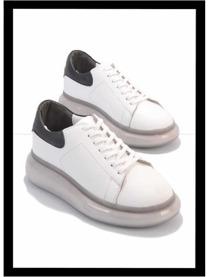 Bambi Beyaz Siyah Leather Kadın Sneaker K01902525403