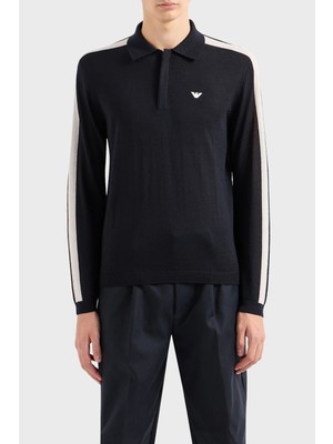 Emporio Armani % 100 Yünlü Fermuarlı Polo Yaka Kazak Erkek Kazak 6R1MU1 1mmhz 0920