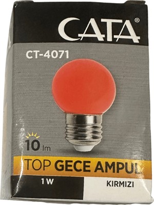 Cata CT-4071 1W Kırmızı Işık E27 Duylu Top Gece LED Ampul (2 Adet)