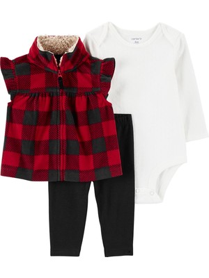 Carter's Kız Bebek 3'lü Yelek Set Kırmızı