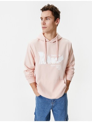 Koton Kolej Sweatshirt Kapşonlu Slogan Baskılı Kanguru Cep Detaylı