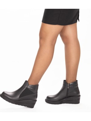 TwoEgoist Kadın Hakiki Deri 5,5 cm Dolgu Topuklu Günlük Bot