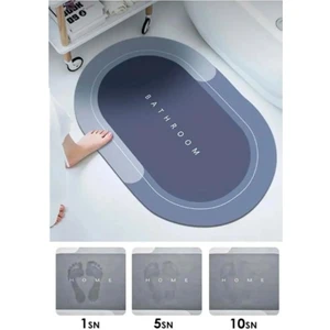 Holly Home Oval Kaymaz Taban Bathroom Banyo Paspası Su Emici Şık Tasarım Abdest Paspası 40*60 cm
