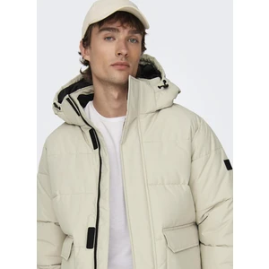Only & Sons Krem Erkek Mont Onscarl Lıfe Quılted Jacket Noos Ot