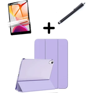 Apple iPad 10. Nesil 10.9 Kılıf Set Pu Deri Smart Tablet Kilifi Ekran Koruyucu + Kalem (Air 10.9 Değildir)