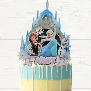 Cake Topper Karlar Ülkesi Elsa Temalı Kız Çocuk Doğum Günü Süsü Elsa Anna Pasta Süsü Parti Malzemesi Cake Topper (26X21"CM)