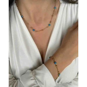 Mavi Deniz Accesories Çelik Nazar Boncuklu Bileklik Çelik Nazar Boncuklu Kolye Çelik Nazarli Kolye Seti