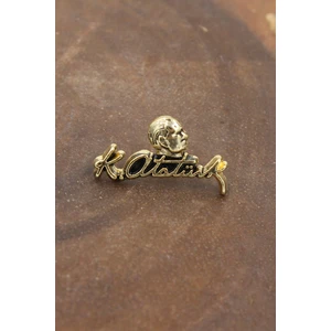 089 5000 Gold Atatürk ve Imzalı Yaka Rozeti