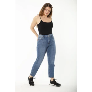 Kadın Büyük Beden Lacivert 5 Cepli Yüksek Bel Kot Pantolon 65N37252