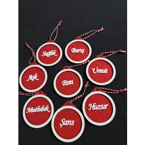 Yılbaşı Çam Ağacı Süsleri 8 Adet Yeni Yıl Kırmızı Dilek Ağaç Süsü