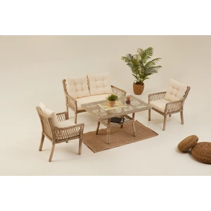 Divona Home Pure Rattan Bahçe Oturma Grubu(2+1+1+M) Dekoratif Bahçe Takımı