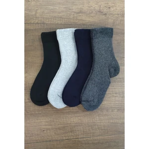Leement Socks Çocuk 4 Çift Kalın Havlu Termal Çorap Burun Dikişsiz Seri