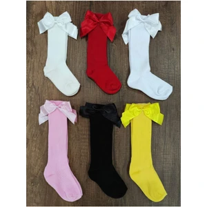 Leement Socks Kız Çocuk 6 Çift Aksesuarlı Fiyonklu Pamuklu Diz Altı Çorap