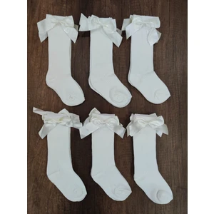 Leement Socks Kız Çocuk 6 Çift Aksesuarlı Fiyonklu Pamuklu Diz Altı Çorap