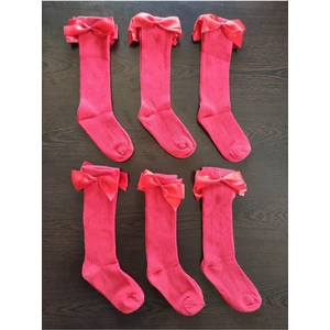 Leement Socks Kız Çocuk 6 Çift Aksesuarlı Fiyonklu Pamuklu Diz Altı Çorap