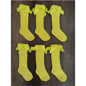 Leement Socks Kız Çocuk 6 Çift Aksesuarlı Fiyonklu Pamuklu Diz Altı Çorap