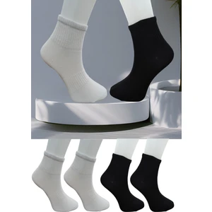 Leement Socks Dikişsiz 4 Çift Düz Orta Konç Spor Çorap