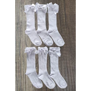 Leement Socks Kız Çocuk 6 Çift Aksesuarlı Fiyonklu Pamuklu Diz Altı Çorap