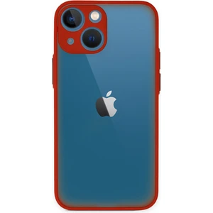Case World Caseworld Apple iPhone 15 Kılıf Kamera Korumalı Silikon Kenarlı Renkli Düğmeli Arkası Mat Arka Kapak - Kırmızı