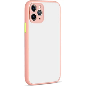 Case World Caseworld Apple iPhone 12 Pro Kılıf Kılıf Kamera Korumalı Silikon Kenarlı Renkli Düğmeli Arkası Mat Arka Kapak - Pudra